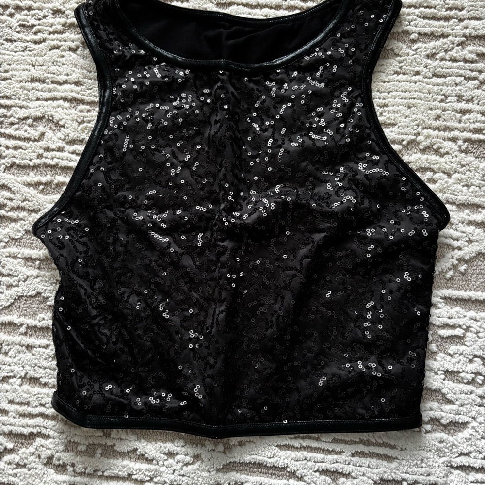 Black Sequin Sleeveless Top